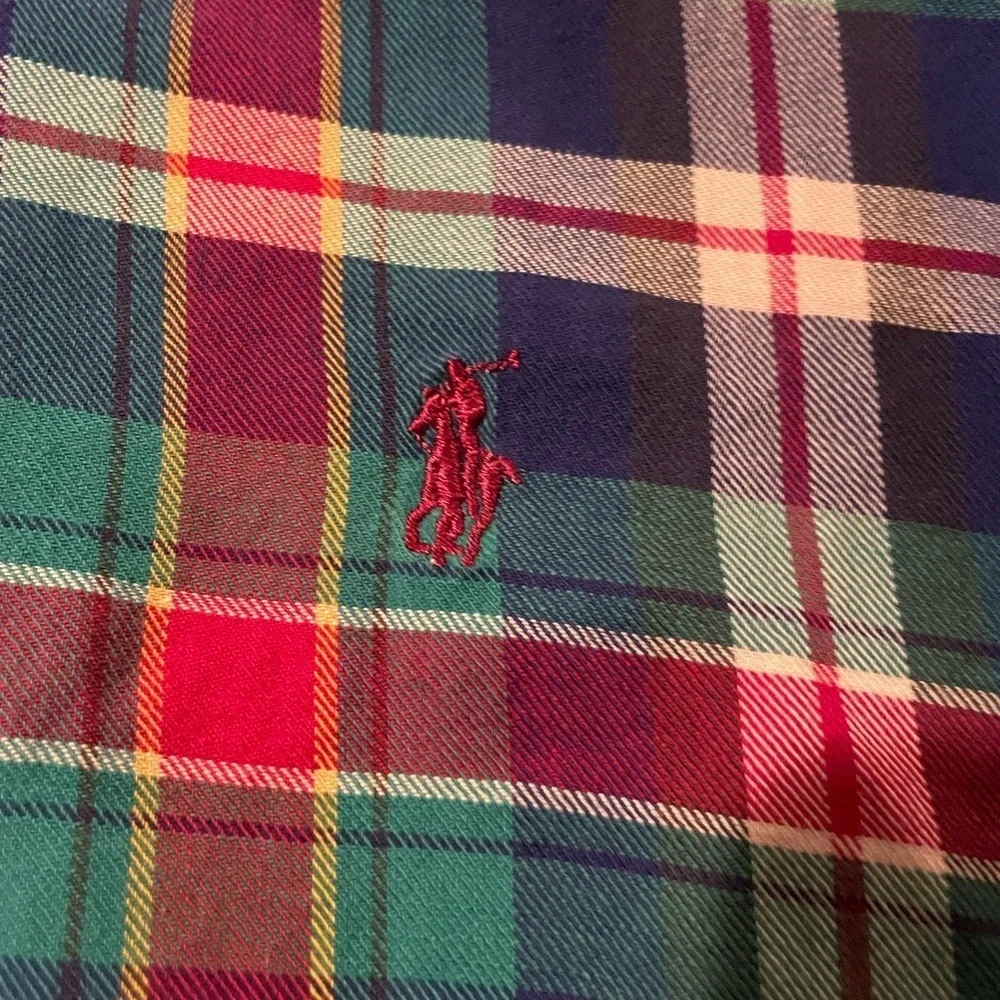 Polo Ralph Lauren Plaid kids button down Shirt red green navy size 20